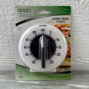 Taylor Precision Products Long Ring Timer Mechanical White Utility Kitchen Ware